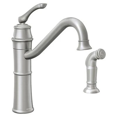 Moen 87999SRS Wetherly 1-Handle Kitchen Faucet With Side Spray, Stainless Steel