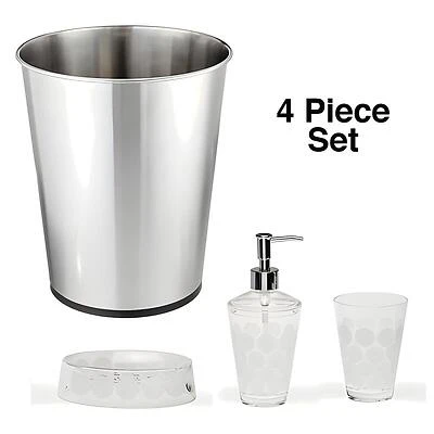 Moda At Home 305264K Bathroom Waste Basket, Chrome Stainless Steel, 5L