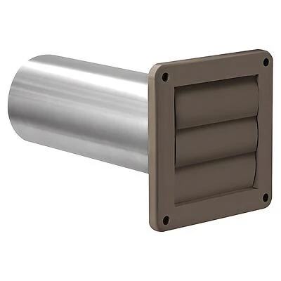 Lambro 267BS Louvered Exhaust Wall Vent, 4 In. Duct, Brown, 11 In. Tail Pipe