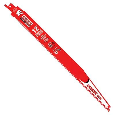 Diablo DS1209CGP3 Reciprocating Saw Blade, 1 in W, 12 in L, 6/9 TPI, Carbide Cutting Edge