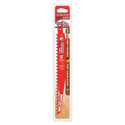 Diablo DS0903CP3 Reciprocating Saw Blade, 1 in W, 9 in L, 3 TPI, Carbide Cutting Edge
