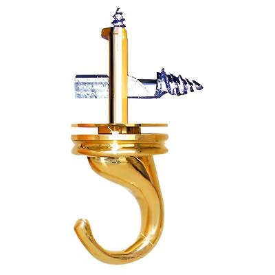 Driller Hook, Ceiling, Brass, 40-Lb.