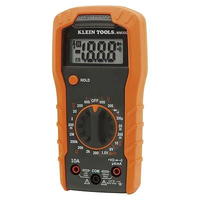 Klein Tools MM325 Digital Multimeter, 600 VAC/VDC, 10 A, LCD Display, Black/Orange