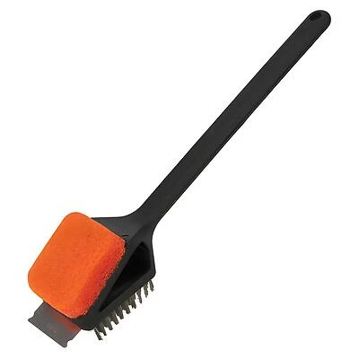 Mr. Bar-B-Q Dual-Head Grill Brush, Scrub Pad and Scraper, Long Handle