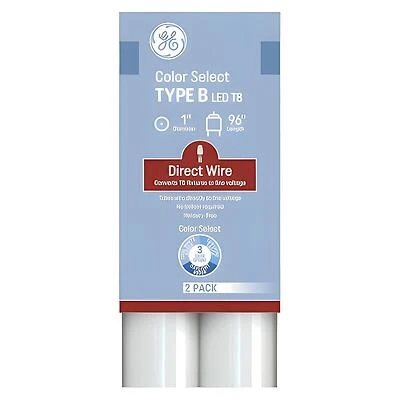 GE 93130865 LED Bulb, Color Changing, T8 Lamp, Single Pin Lamp Base, Frosted, Cool White/Daylight/Sunshine