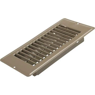 US Hardware V-056IB Floor Register, 4 in W Duct Opening, 8 in H Duct Opening, 11.875 in L, 5.25 in W, Steel, Brown