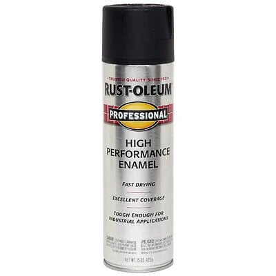 Rust-Oleum 239107 Fast Dry Professional Spray Enamel, Black Semi-Gloss, 15 oz