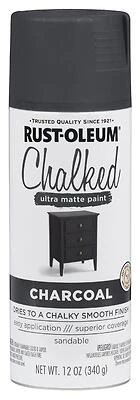 Rust-Oleum 302590 Chalk Spray Paint, Ultra Matte, Charcoal, 12 oz Can