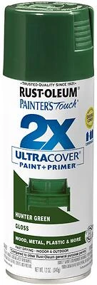 Rust-Oleum 334034 Painter's Touch 2X Spray Paint, Gloss Hunter Green, 12 Oz