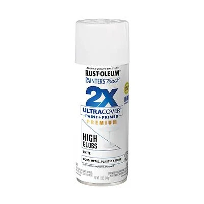 Rust-Oleum 331171 Painter's Touch 2X Ultra Cover Spray Paint, White, High-Gloss, 12 Oz.