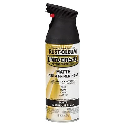 Rust-Oleum 330505 Premium Spray Paint, Flat, Farmhouse Black, 12 oz Can