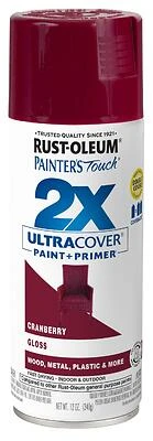 Rust-Oleum 334051 Painter's Touch 2X Spray Paint, Gloss Cranberry, 12-oz.