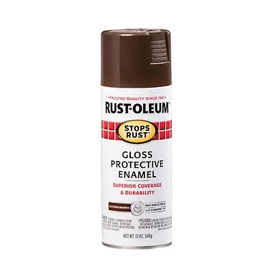 Rust-Oleum 7775830 Stops Rust Spray Enamel, Leather Brown Gloss, 12 oz.