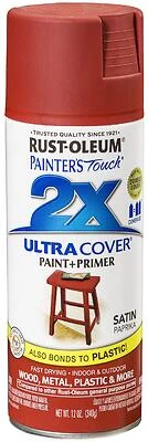 Rust-Oleum Painter's Touch 2X 249068 Satin Spray Paint, Paprika, 12 oz