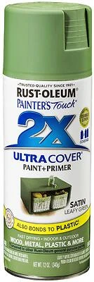 Rust-Oleum 249072 Painter's Touch 2X Spray Paint, Satin Leafy Green, 12 oz
