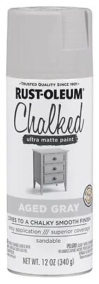 Rust-Oleum 302592 Chalked Spray Paint, Ultra Matte, Aged Gray, 12 Oz