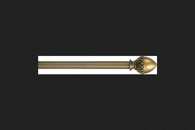 Kenney KN44100 Acorn Finial Curtain Rod, 1/2 In Dia, 28-48 In L, Antique Brass