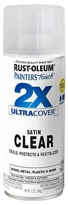 Rust-Oleum 346952 Painter's Touch Satin Clear Spray Paint, 12 Oz.