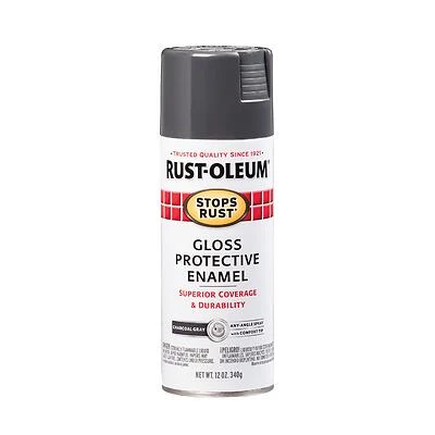 Rust-Oleum 7784830 Stops Rust Spray Enamel, Charcoal Gray Gloss, 12 oz.