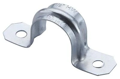 Halex 96161 2-Hole EMT Conduit Strap, 1/2 in, Steel, Galvanized, 4/BAG