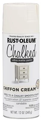 Rust-Oleum 302596 Chalked 1-Coat Spray Paint, Ultra Matte Chiffon Cream, 12 Oz.