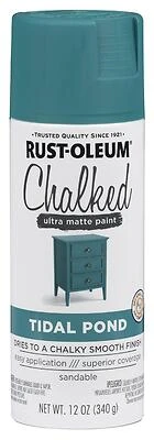 Rust-Oleum 302597 Chalked Ultra Matte Spray Paint, Tidal Pond Cream, 12 oz