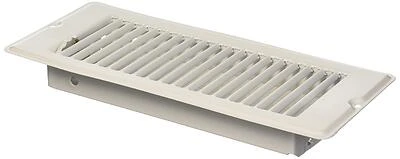 US Hardware V-057IWB Floor Register, 4 in W Duct Opening, 10 in H Duct Opening, 1-5/16 in L, Steel, White