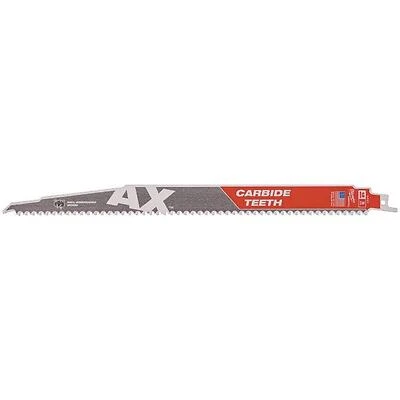 Milwaukee THE AX 48-00-5227 Reciprocating Saw Blade, 12 in L, 5 TPI, Carbide Cutting Edge