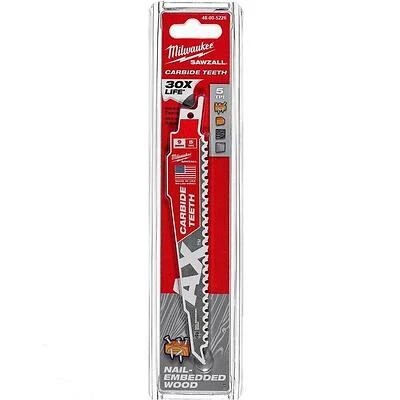 Milwaukee THE AX 48-00-5226 Reciprocating Saw Blade, 9 in L, 5 TPI, Carbide Cutting Edge
