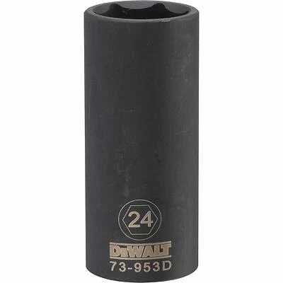 DeWalt DWMT73953OSP Metric Deep Impact Socket, 6-Point, 1/2 In. Drive, 24mm