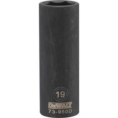 DeWalt DWMT73950OSP Impact Socket, 19mm, 1/2 In. Drive, 6-Point, Deep