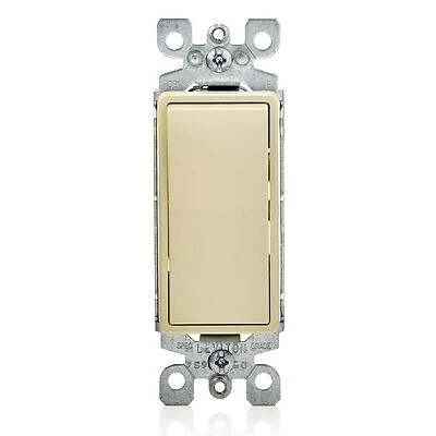Decora S11-05603-2IS Rocker Switch with Ground Screw, 15 A, 120/277 VAC, 3-Way, Push-In, Side Wire Terminal, Ivory