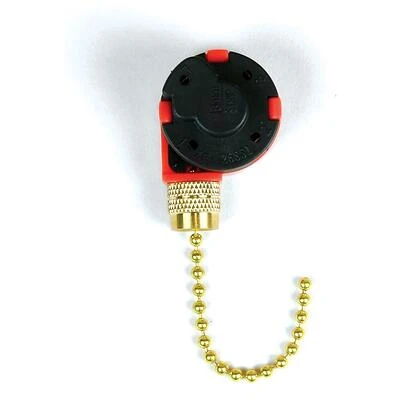 Jandorf 60303 Ceiling Fan Pull Chain Switch, 3-Speed, 4 Wire, Brass