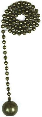 Jandorf 60311 Pull Chain, Antique Brass Ball, 12-In.