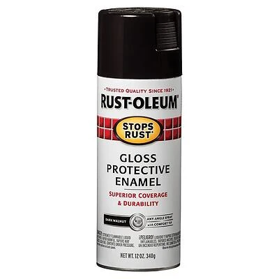 Rust-Oleum 262661 Stops Rust Spray Paint, Gloss Dark Walnut, 12 Oz