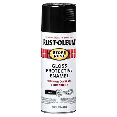 Rust-Oleum 7779830 Stops Rust Spray Enamel, Gloss Black, 12 oz.