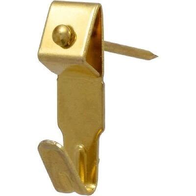 Hillman Picture Hanger, 25 lb, Brass, Nail Mounting